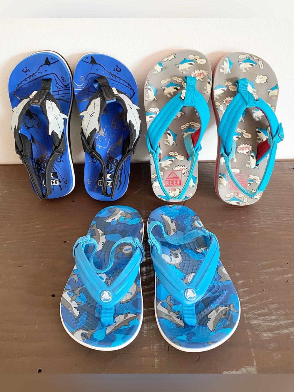 Crocs Reefs Boys Sandals Flip Flops Size 7/8c Little Ahi Heel Ankle Strap Shoes